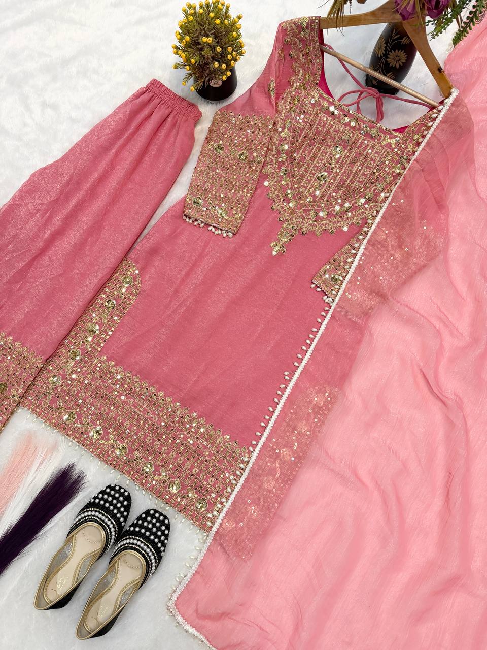 Royal Orchid Embroidered Evening Couture